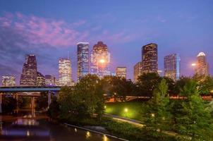 Houston city downtown skyline cityscape of Texas USA photo