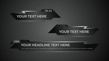 lower third dark black gradient with modern shape. Vector illustration news, name, title bar lower third pack.