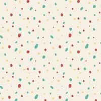 Abstract chaotic seamless pattern with colorful hand drawn polka dots on a beige backgroundfor fabric, wallpaper.. Texture of messy tricolor dots tiled, red, green and yellow. vector