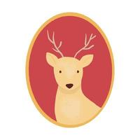 Cute cozy deer portrait artwork in the oval frame vector