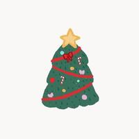 ilustración de lindo acogedor árbol de navidad dibujado a mano vector