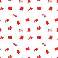 Seamless pattern with red video social media icons. vector