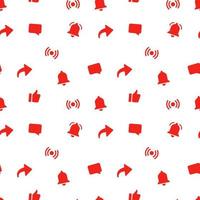 Seamless pattern with red video social media icons. vector