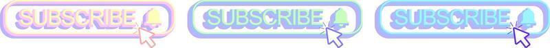 Set of cute pastel color subscribe buttons with bell and cursor vector