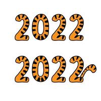 Large tiger numbers 2022. Year of Tiger. Striped 2022. New Year greeting card vector