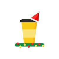 Coffee or tea cup decorated with red christmas santa hat isolated white vector