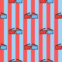Striped 3D glasses seamless pattern background. Vector file
