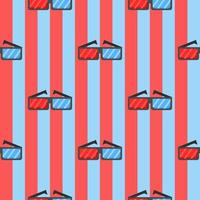 Striped 3D glasses seamless pattern background. Vector file