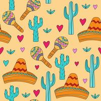 Seamless background with mexican culture attributes. Mexican background vector