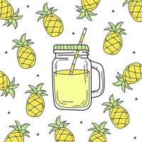 Hand drawn watermelon lemonade in a glass jar. Vector on white