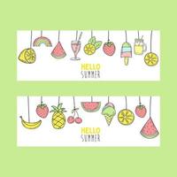 Hand drawn summer elements for banner design. Card in doodle style vector