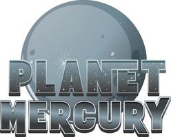 Diseño de logotipo de palabra planeta mercurio con nave espacial vector