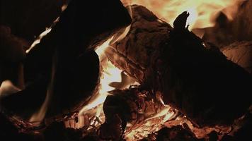 4k uhd chimenea fuego y troncos en una estufa video