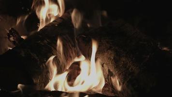 4k uhd chimenea fuego y troncos en una estufa video