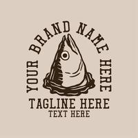 salmon head vintage t shirt design template vector