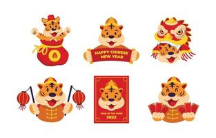 año del tigre conjunto de pegatinas de año nuevo chino vector