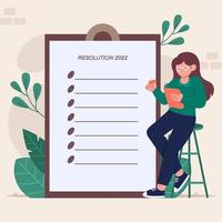 Girl Listing Her New Year Resolution vector