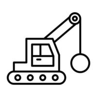 Demolition Crane Line Icon vector