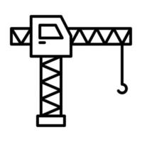 Tower Crane Line Icon vector