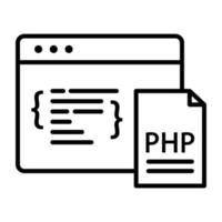 icono de línea de codificación php vector