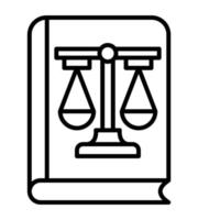 icono de línea de libro de derecho vector