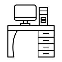 Computer Table Line Icon vector