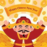 celebrando el año nuevo chino con el dios de la riqueza vector