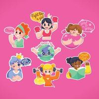 International Women's Day Sticker Set vector