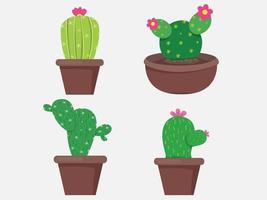 Cactus verde, cactus brillantes flores aisladas sobre fondo blanco ilustrador vectorial de diseño. vector