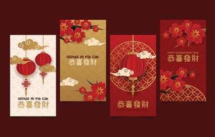 publicaciones de historias de redes sociales del año nuevo chino vector