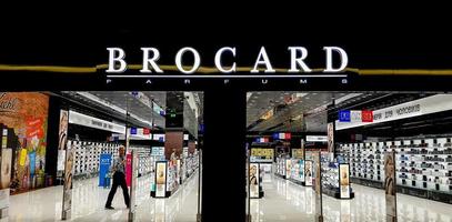 Kiev, Ukraine - September 04, 2019. Entrance to the Brocard cosmetics and perfumery shop in Kiev. Brocard - the largest operator of the elite perfumery and cosmetic market of Ukraine