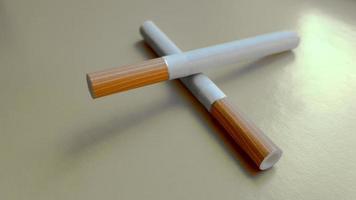 Two cigars on a silver background. Filtered cigarettes. Tobacco can cause numerous damage to the body