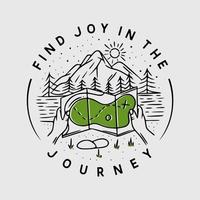 Find Joy in the journey with map and mountain vintage illustration vector