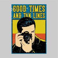 outdoor poster design good times and tan lines vintage illustration vector