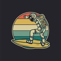 diseño vintage astronauta navegando retro vintage ilustración vector