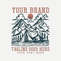 camping scenery vintage t shirt design template vector