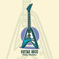 lema vintage tipografía guitarra rock para diseño de camiseta vector