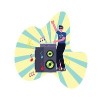 DJ party on the night club flat vector illustration