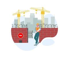 enginner standing on under construction scenery background vector illustration