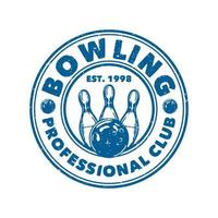logo design bowling professional club with bowling ball hitting pin bowling vintage illustration vector