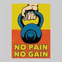 outdoor poster design no pain no gain vintage illustration vector