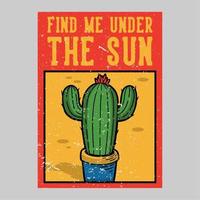 outdoor poster design find me under the sun vintage illustration vector