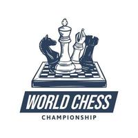 logo design world chess championship with chess vintage illustration vector