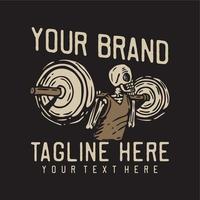 skeleton weight lifting vintage t shirt design template vector