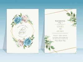 Blue roses wedding invitation template