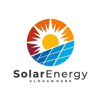 Plantilla de vector de logotipo solar, conceptos de diseño de logotipo de energía solar creativa