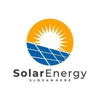 Plantilla de vector de logotipo solar, conceptos de diseño de logotipo de energía solar creativa