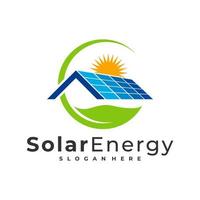 Plantilla de vector de logotipo solar de naturaleza, conceptos de diseño de logotipo de energía solar creativa