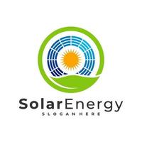 Plantilla de vector de logotipo solar de naturaleza, conceptos de diseño de logotipo de energía solar creativa