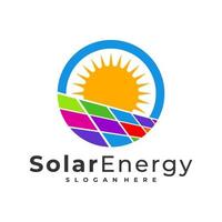 Plantilla de vector de logotipo solar colorido, conceptos de diseño de logotipo de energía de panel solar creativo